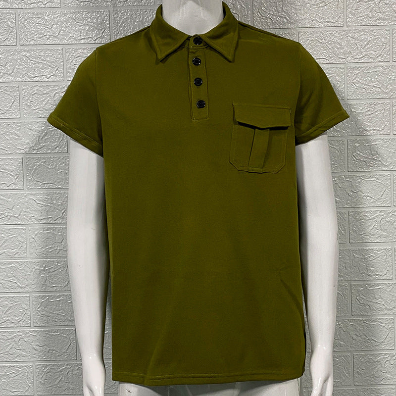 Men's Slim-fit Short-sleeved Shirt with Pocket