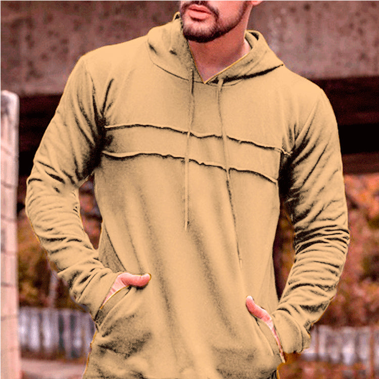 Men's Thin Spliced Long Sleeved Hoodie