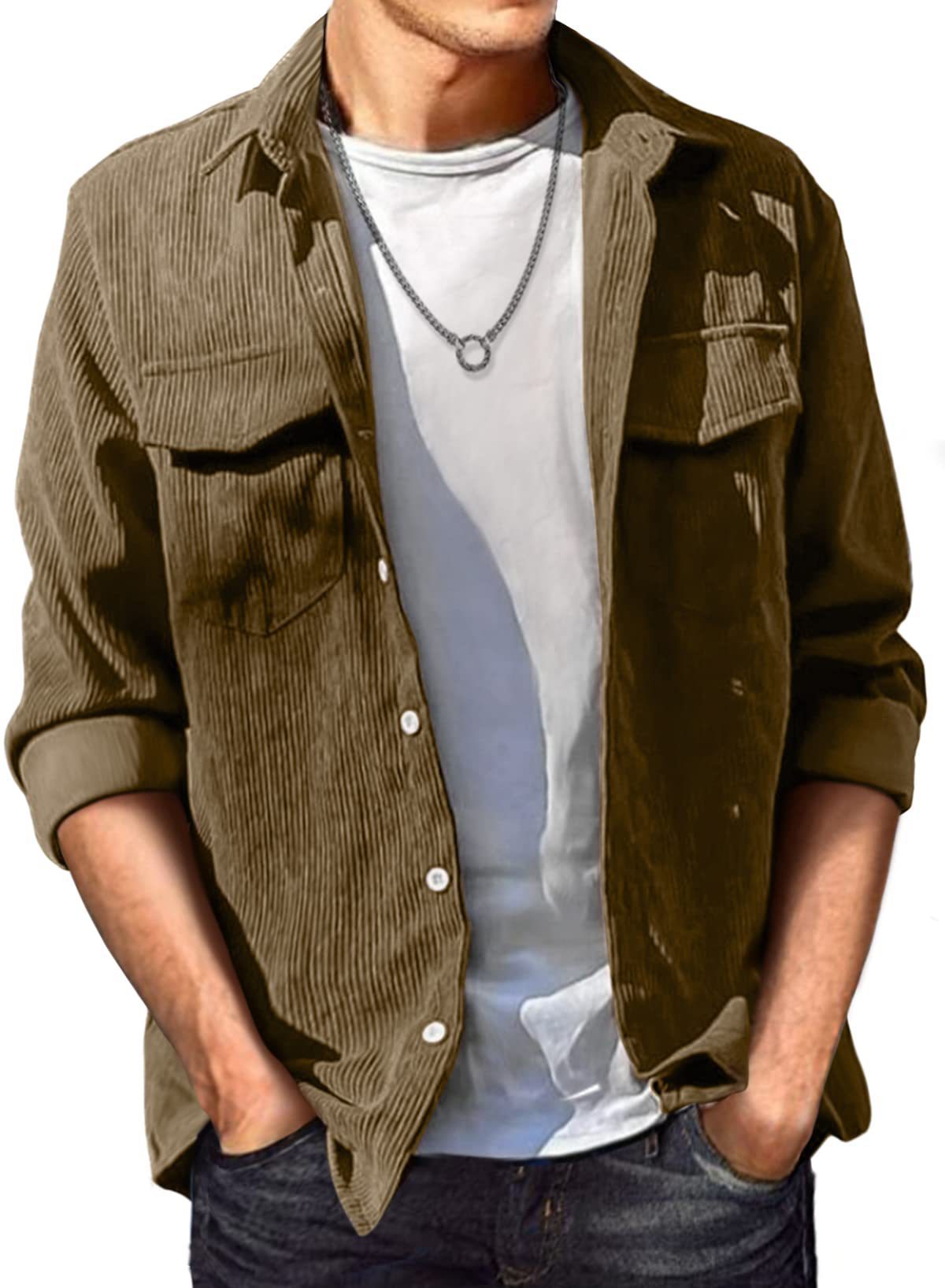 Men's Loose Long-sleeved Lapel Shirt