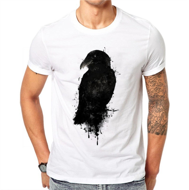 Men's Short Sleeve T-shirt: Black Crow