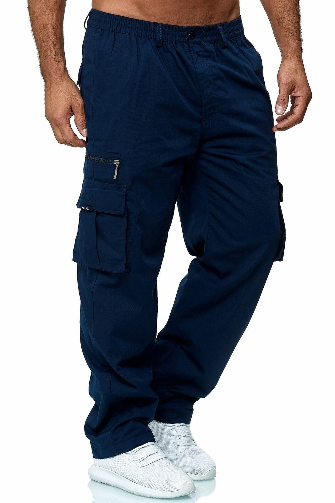 Men's Casual Elastic Cargo Khakis