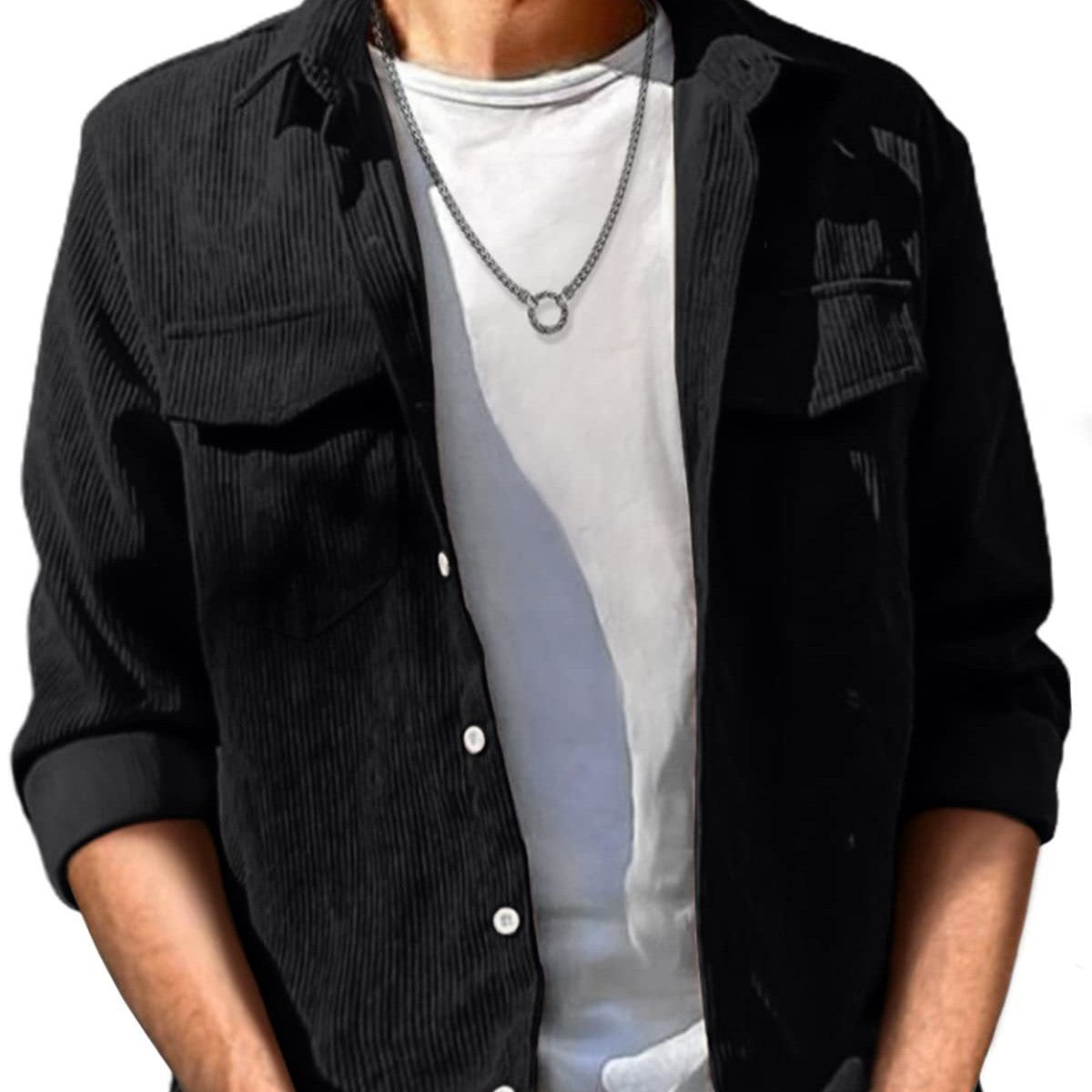 Men's Loose Long-sleeved Lapel Shirt