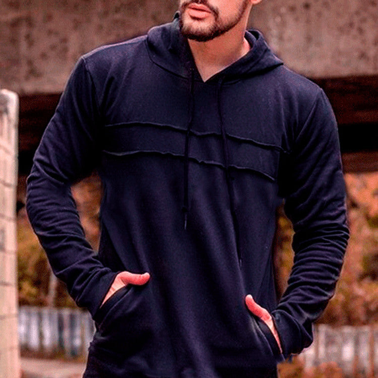 Men's Thin Spliced Long Sleeved Hoodie