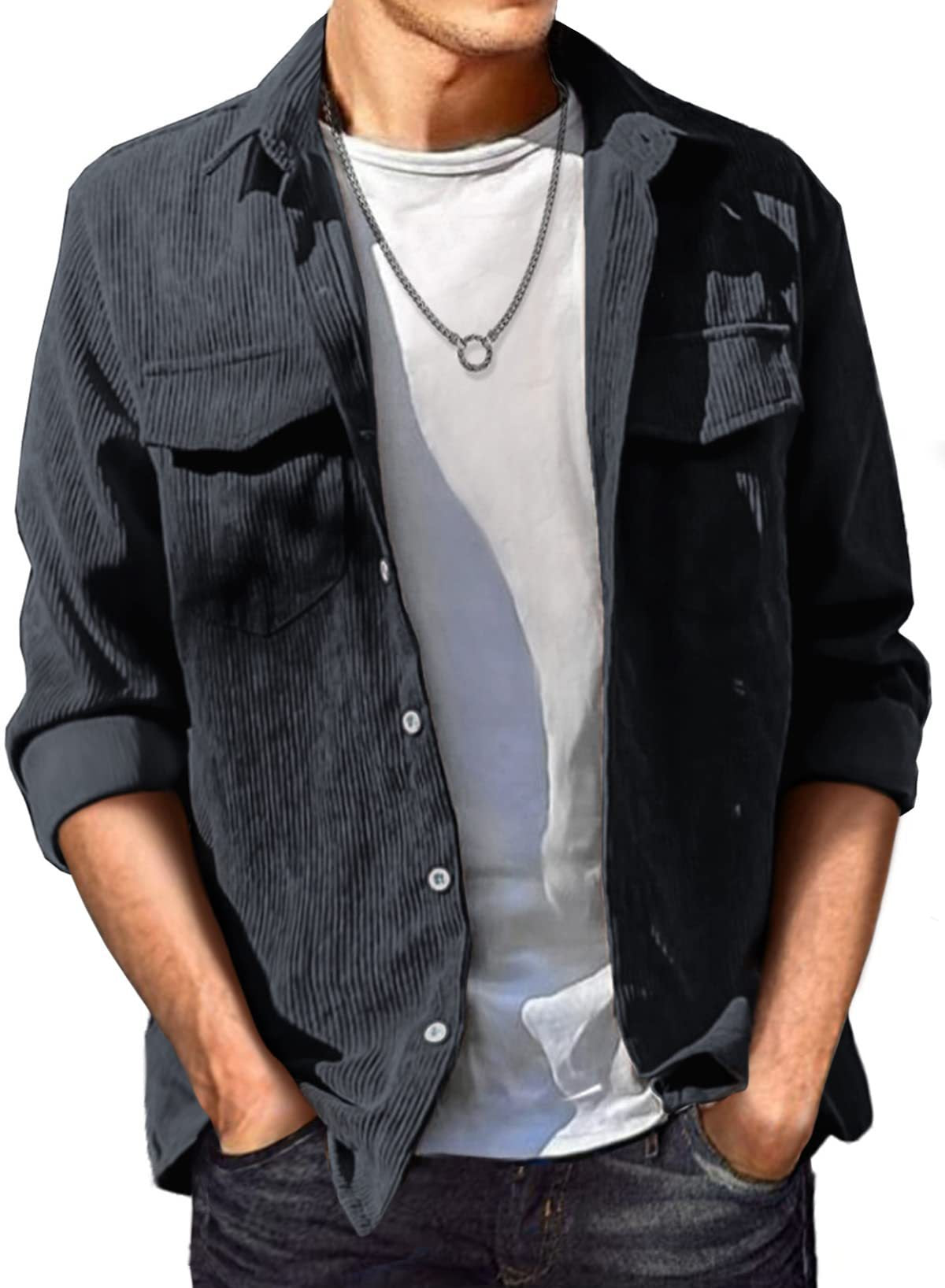 Men's Loose Long-sleeved Lapel Shirt
