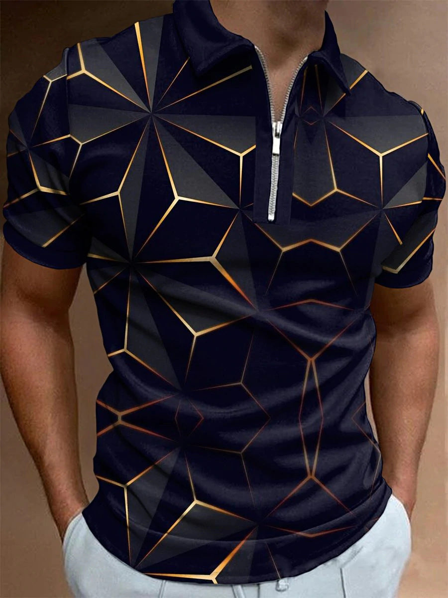 Men's Short-sleeved Print Polo Shirt