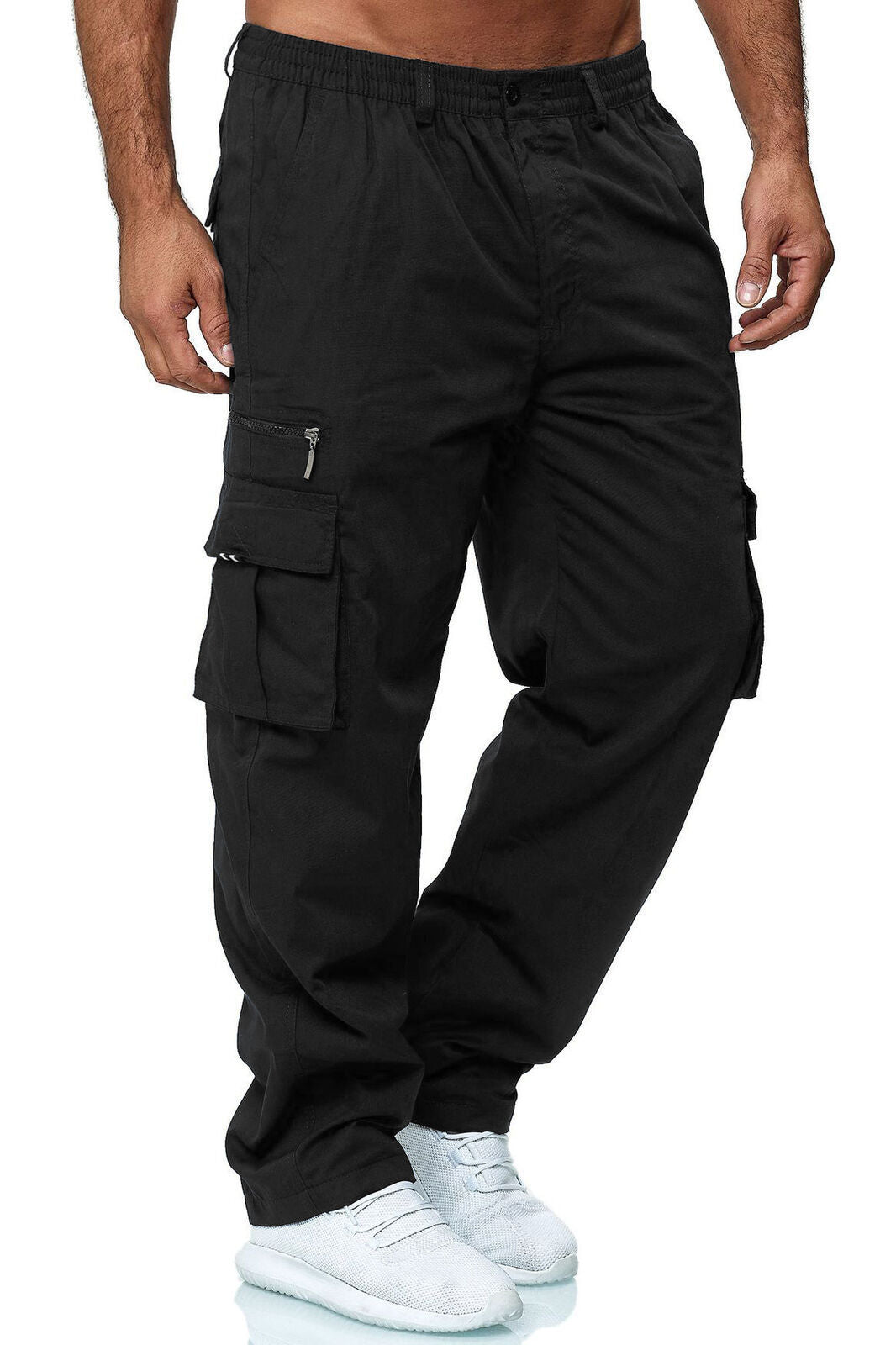 Men's Casual Elastic Cargo Khakis