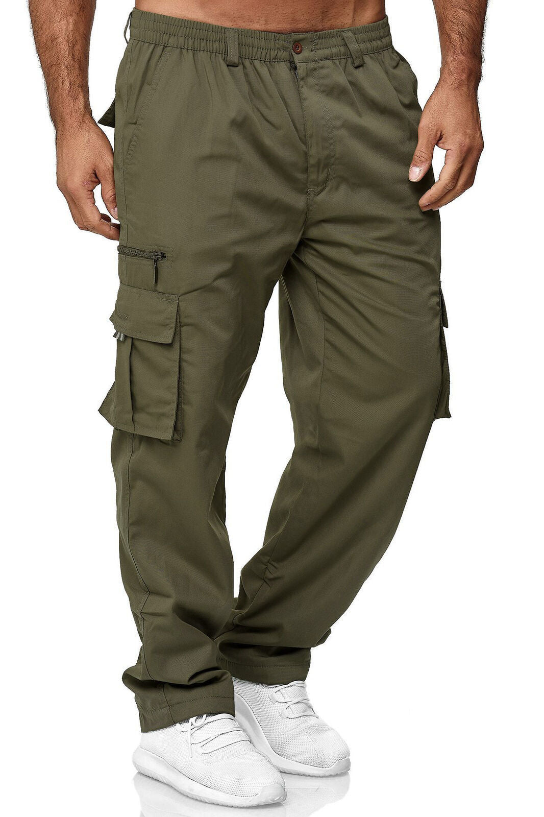 Men's Casual Elastic Cargo Khakis