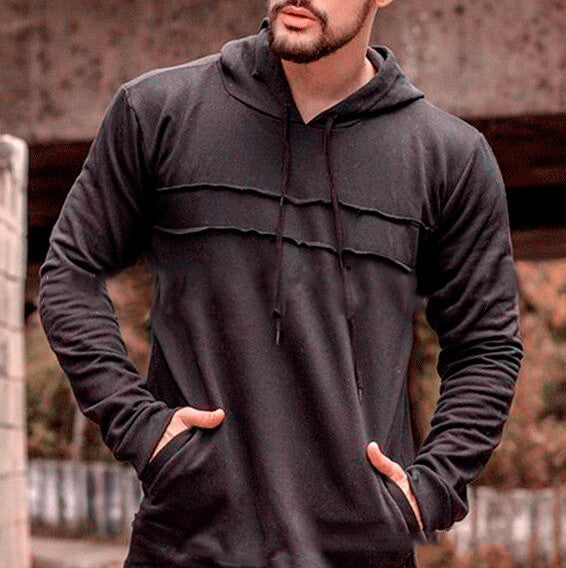 Men's Thin Spliced Long Sleeved Hoodie