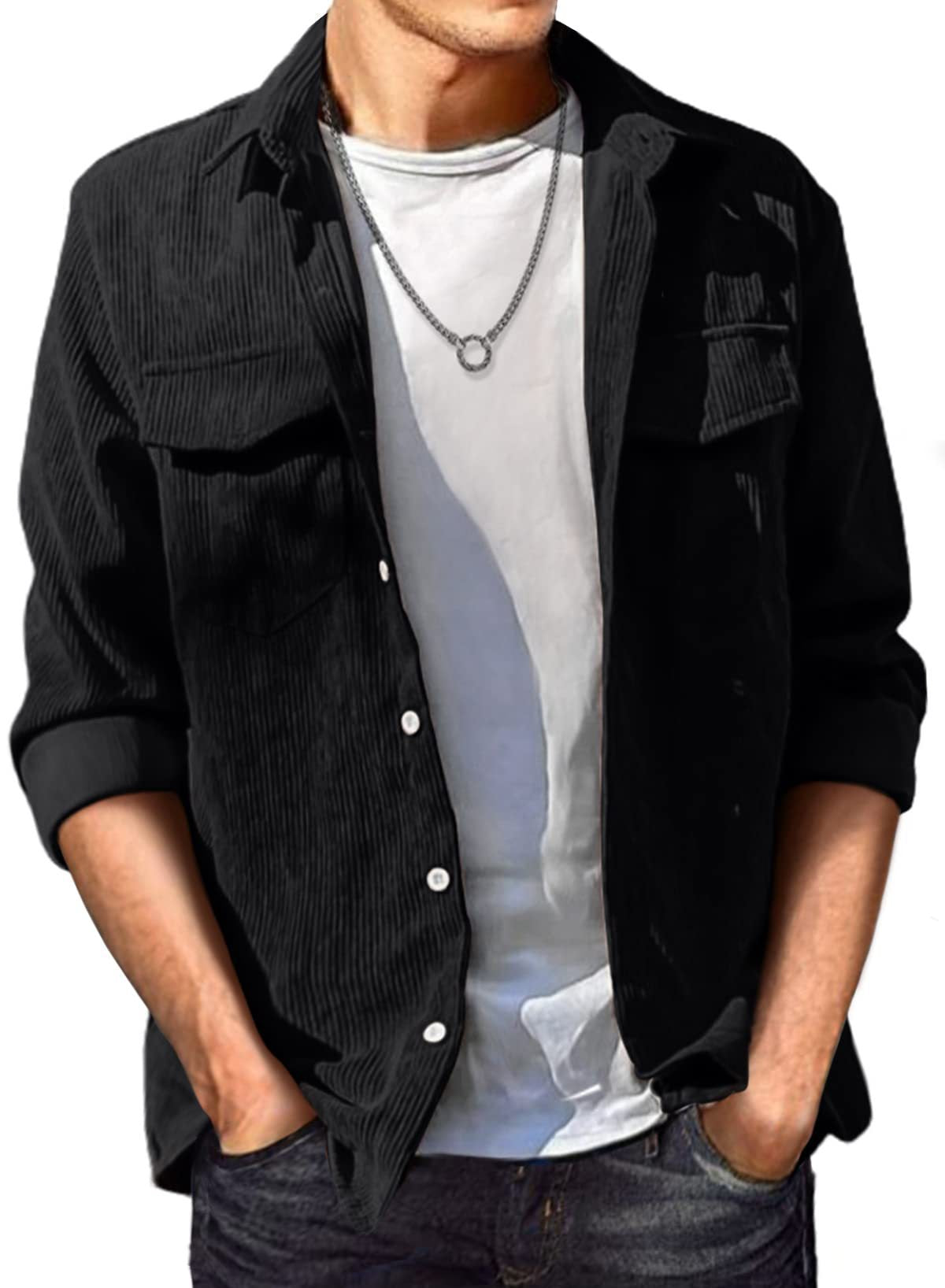 Men's Loose Long-sleeved Lapel Shirt