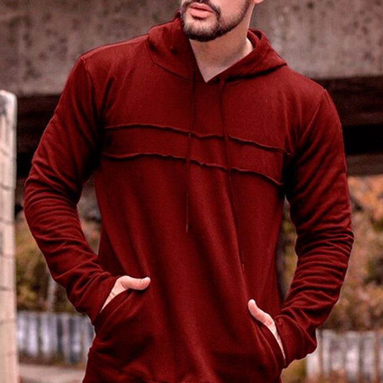 Men's Thin Spliced Long Sleeved Hoodie