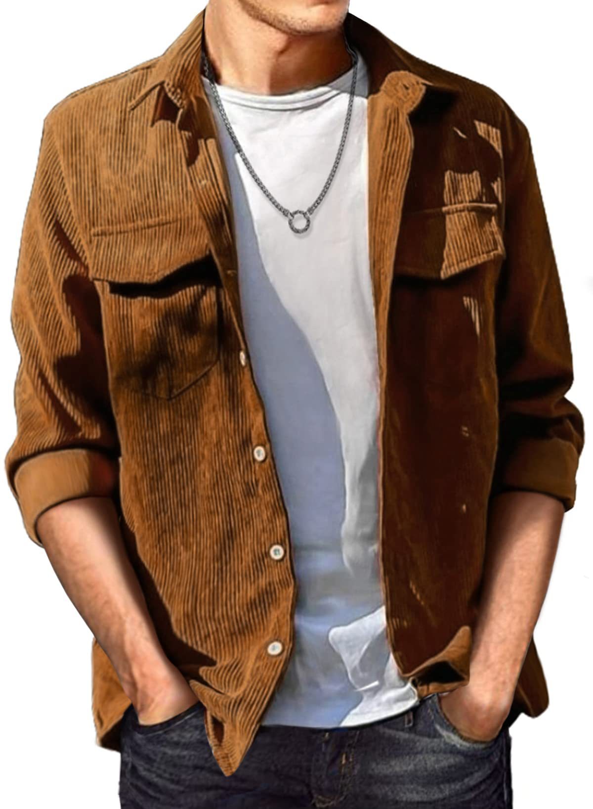 Men's Loose Long-sleeved Lapel Shirt
