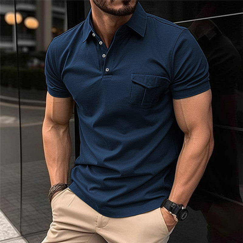 Men's Slim-fit Short-sleeved Shirt with Pocket