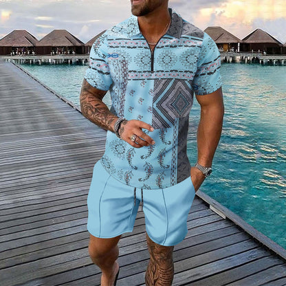 Men Two-piece Sports And Leisure Short-sleeved Short Sets