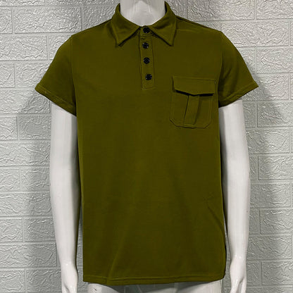 Men's Slim-fit Short-sleeved Shirt with Pocket