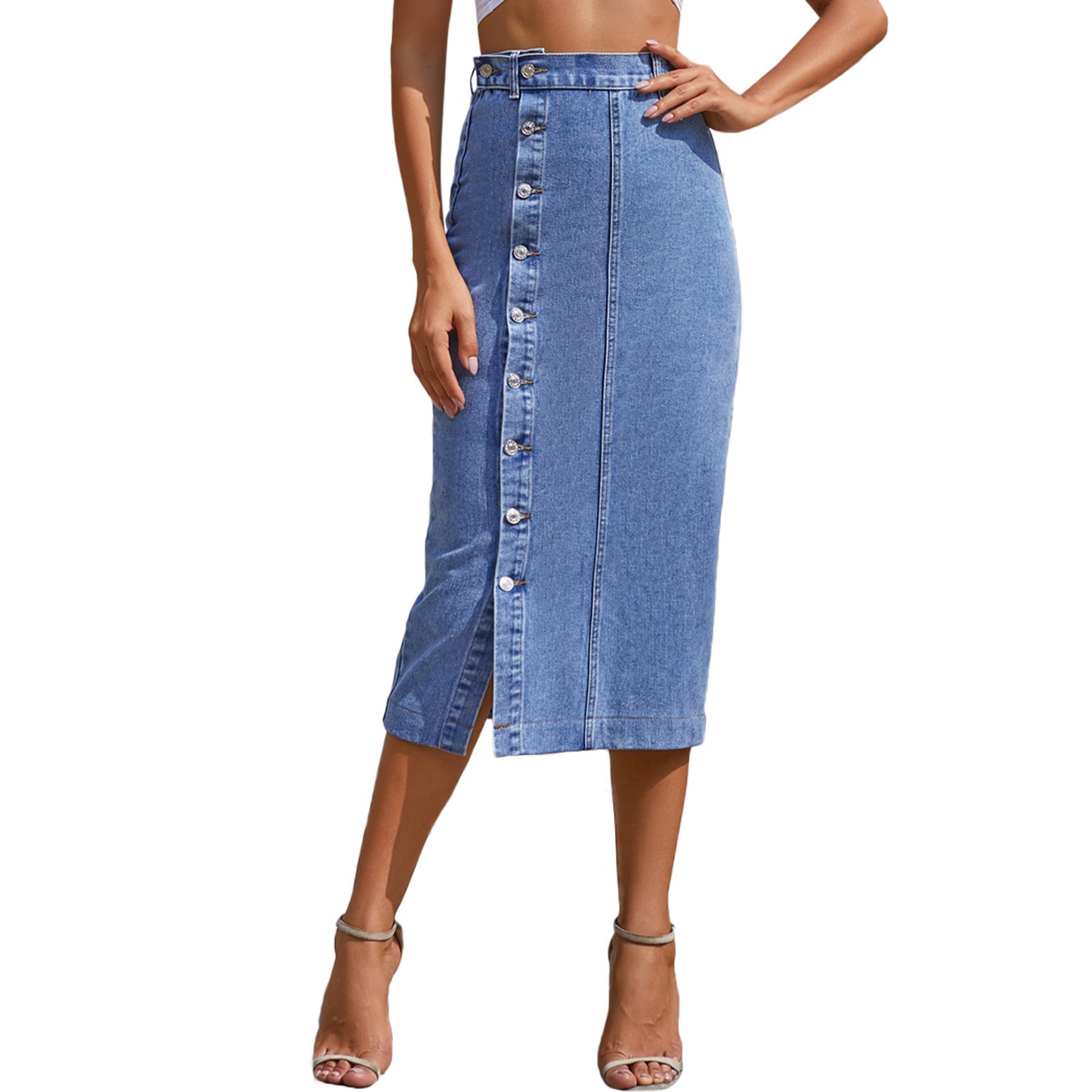 Women's High Waist Denim Skirt