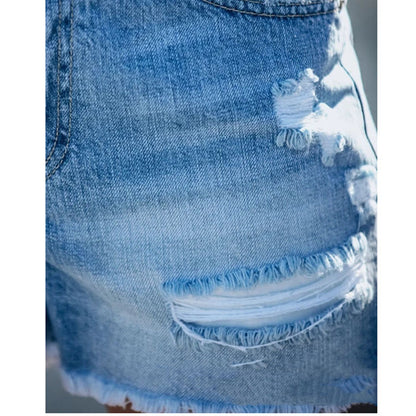 Women's Fringed Denim Shorts