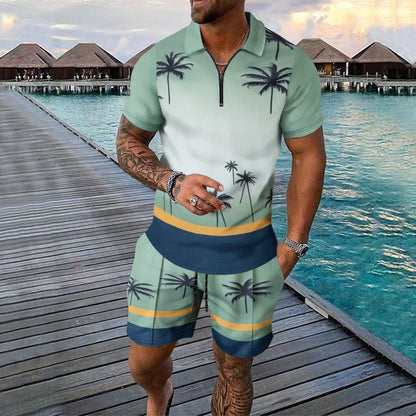 Men Two-piece Sports And Leisure Short-sleeved Short Sets