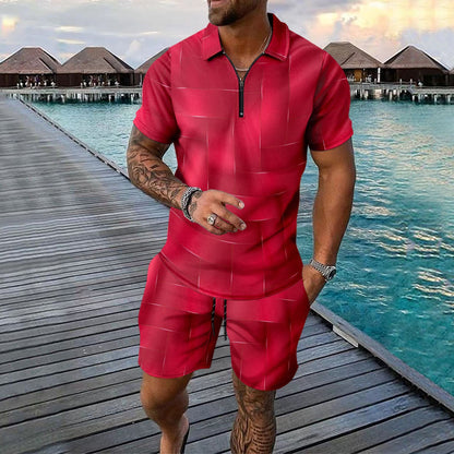 Men Two-piece Sports And Leisure Short-sleeved Short Sets