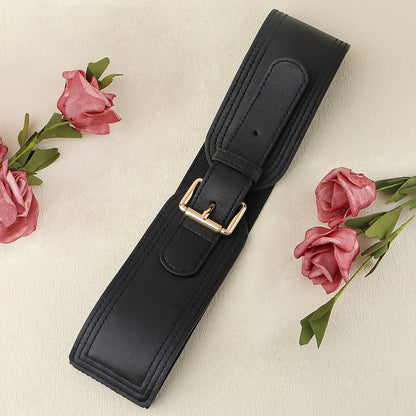 Women's Wide Elastic Belt With Needle Buckle