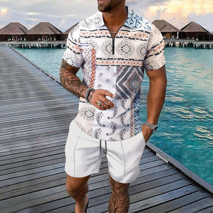 Men Two-piece Sports And Leisure Short-sleeved Short Sets