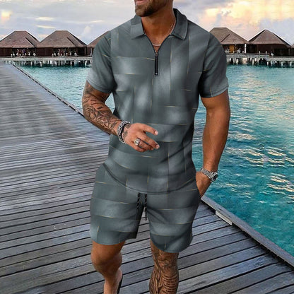 Men Two-piece Sports And Leisure Short-sleeved Short Sets