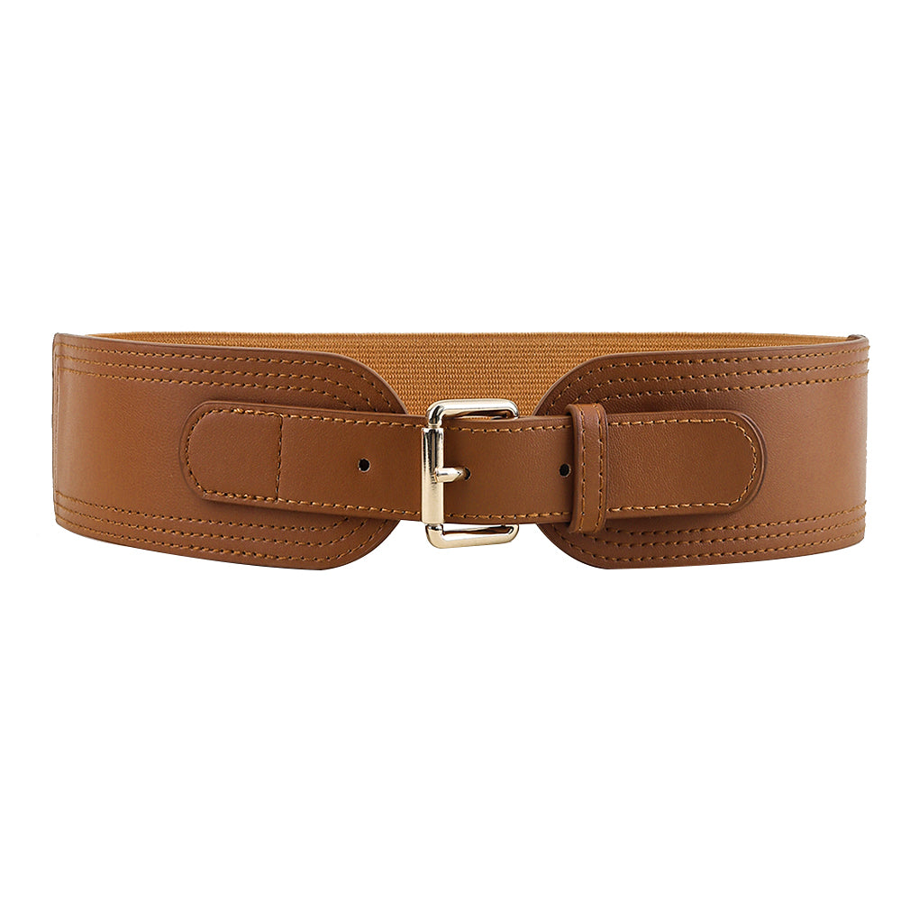 Women's Wide Elastic Belt With Needle Buckle