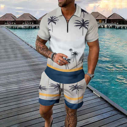 Men Two-piece Sports And Leisure Short-sleeved Short Sets
