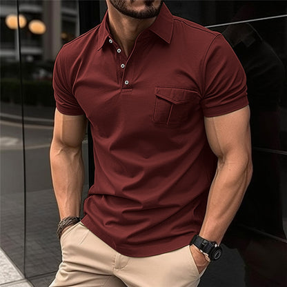Men's Slim-fit Short-sleeved Shirt with Pocket
