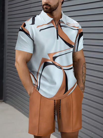 Men Two-piece Sports And Leisure Short-sleeved Short Sets