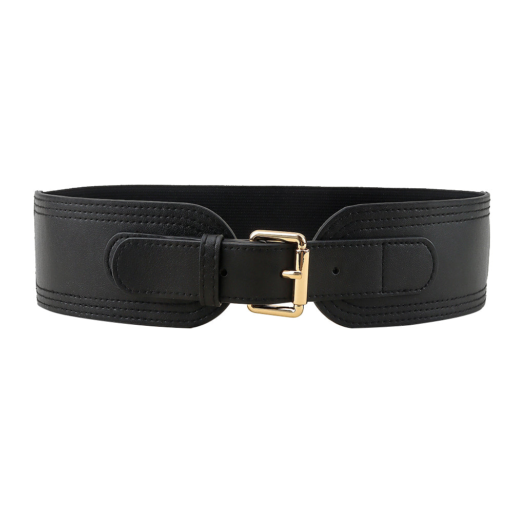 Women's Wide Elastic Belt With Needle Buckle