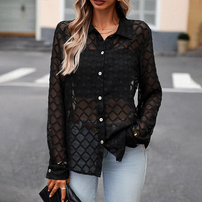 Women's See-through Jacquard Shirt