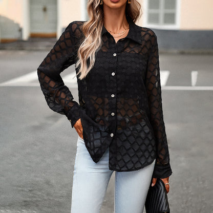 Women's See-through Jacquard Shirt