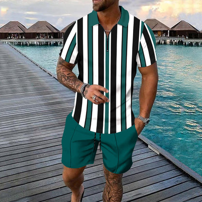 Men Two-piece Sports And Leisure Short-sleeved Short Sets