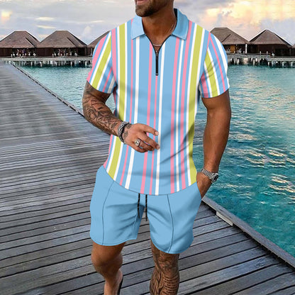 Men Two-piece Sports And Leisure Short-sleeved Short Sets