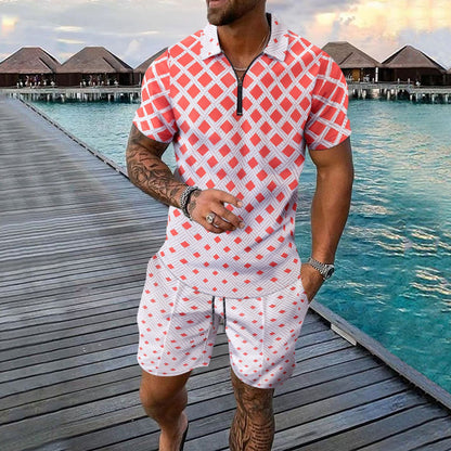 Men Two-piece Sports And Leisure Short-sleeved Short Sets