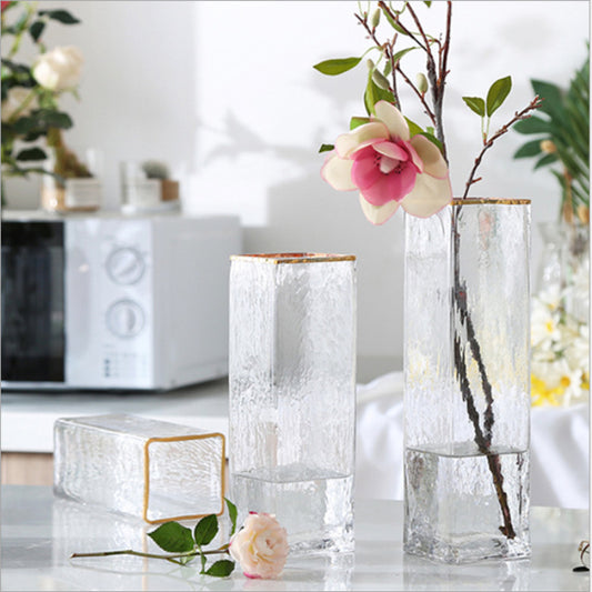 Home Décor: Glass Vase With Gold-painted Rim